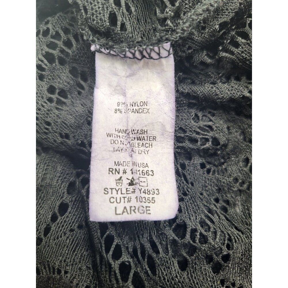 VTG Women's LG Whimsigoth Full Lace Long Sleeve Top Blouse See through y2k black - Picture 10 of 10